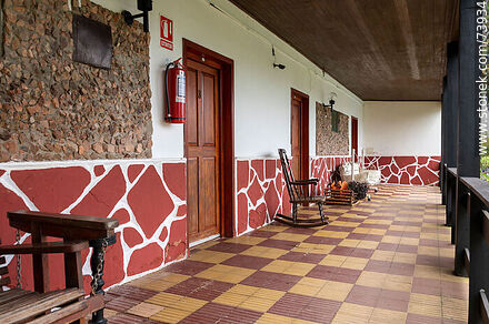 Hotel Artigas facilities. Corridor of rooms facing the garden - Department of Rivera - URUGUAY. Photo #73934