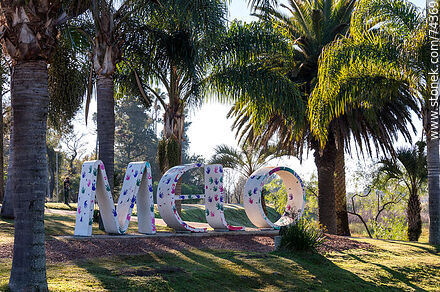 Letters sign of Melo capital of Cerro Largo at the entrance to the city - Department of Cerro Largo - URUGUAY. Photo #74369