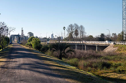 Asphalt road over the old railway line - Department of Cerro Largo - URUGUAY. Photo #74381