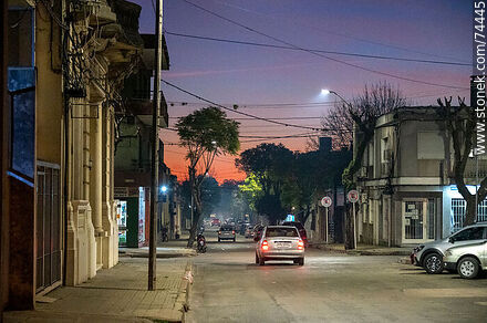 Del Pilar Street at dusk - Department of Cerro Largo - URUGUAY. Photo #74445