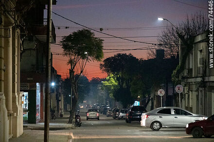 Del Pilar Street at dusk - Department of Cerro Largo - URUGUAY. Photo #74446