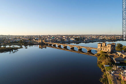 Aerial photo of the Baron de Mauá bridge linking the cities of Rio Branco and Jaguarão over the Yaguarón River - Department of Cerro Largo - URUGUAY. Photo #74660