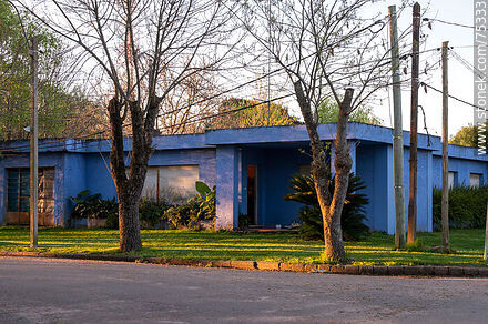 Blue house in front of the square - Department of Canelones - URUGUAY. Photo #75333