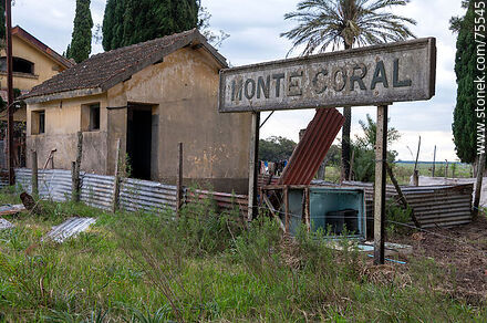 Old Monte Coral train station. Station sign - Department of Florida - URUGUAY. Photo #75545