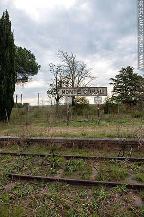 Old Monte Coral train station. Station sign - Department of Florida - URUGUAY. Photo #75536
