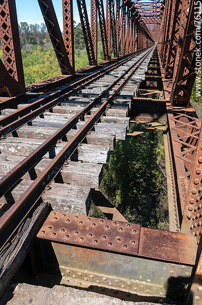 Puente ferroviario de hierro reticulado sobre el río Yí (2021) - Departamento de Durazno - URUGUAY. Foto No. 76115