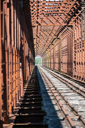 Puente ferroviario de hierro reticulado sobre el río Yí (2021) - Departamento de Durazno - URUGUAY. Foto No. 76119