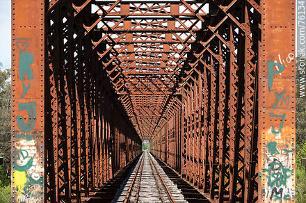 Puente ferroviario de hierro reticulado sobre el río Yí (2021) - Departamento de Durazno - URUGUAY. Foto No. 76134