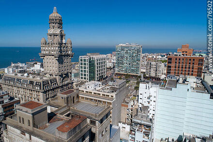 Aerial view of the Salvo Palace and its surroundings - Department of Montevideo - URUGUAY. Photo #76502