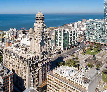 Aerial view of the Salvo Palace and its surroundings, Independence Square, Executive Tower, Ciudadela Building - Department of Montevideo - URUGUAY. Photo #76498