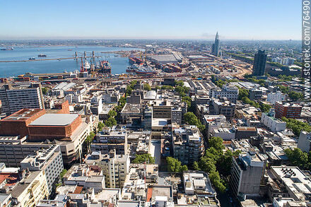 Aerial view of the Downtown to the north - Department of Montevideo - URUGUAY. Photo #76490