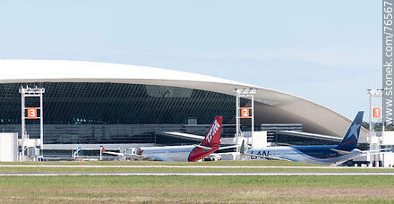 Aviones de TAM y LAN en la terminal - Departamento de Canelones - URUGUAY. Foto No. 76567