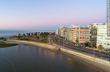 Aerial view of the República del Perú promenade before sunrise - Department of Montevideo - URUGUAY. Photo #76745