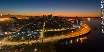 Aerial view of Rambla Sur at dawn - Department of Montevideo - URUGUAY. Photo #76793