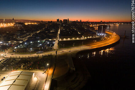 Aerial view of Rambla Sur at dawn - Department of Montevideo - URUGUAY. Photo #76794