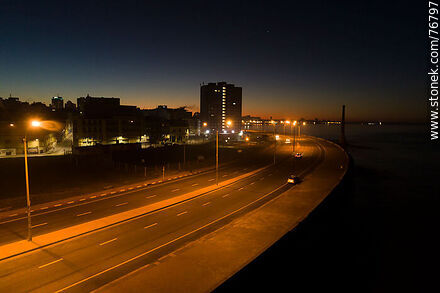 Aerial view of Rambla Sur at dawn - Department of Montevideo - URUGUAY. Photo #76797