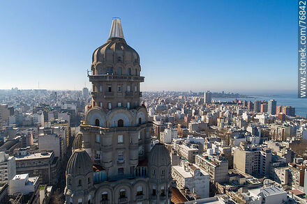 Aerial view of Palacio Salvo - Department of Montevideo - URUGUAY. Photo #76842