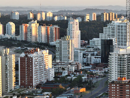 Aerial view of buildings on Mansa beach, Roosevelt Ave. and mist from Maldonado creek. - Punta del Este and its near resorts - URUGUAY. Photo #76983