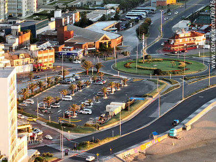 Aerial view of the parking lot and traffic circle at the entrance to the Peninsula - Punta del Este and its near resorts - URUGUAY. Photo #76976