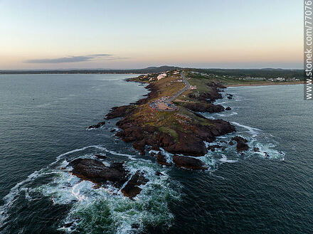 Aerial view of the end of Punta Ballena at sunset - Punta del Este and its near resorts - URUGUAY. Photo #77076