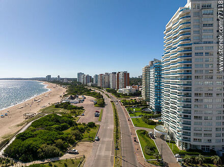 Aerial view of Millenium Tower towards the promenade - Punta del Este and its near resorts - URUGUAY. Photo #77118
