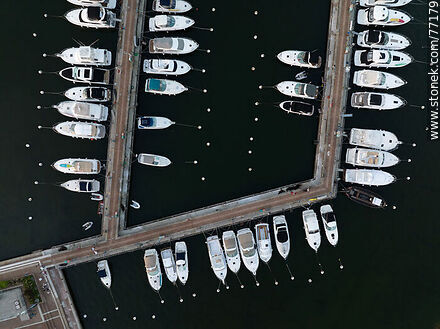 Vertical aerial view of vessels at the marina docks - Punta del Este and its near resorts - URUGUAY. Photo #77179