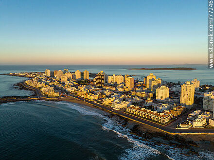 Aerial view of the Peninsula with the first rays of sunlight - Punta del Este and its near resorts - URUGUAY. Photo #77246