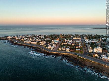 Aerial view of the Peninsula with the first rays of sunlight - Punta del Este and its near resorts - URUGUAY. Photo #77243
