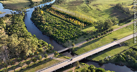 Aerial view of the bridges on Route 9 (new and old) over the Solis Grande stream - Department of Canelones - URUGUAY. Photo #77815