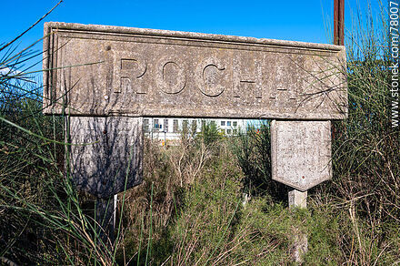 Rocha train station. Station sign - Department of Rocha - URUGUAY. Photo #78007