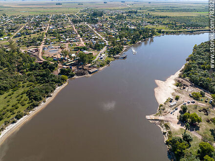 Aerial view of the Cebollatí river, raft crossing (2022) - Department of Treinta y Tres - URUGUAY. Photo #78282