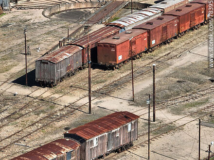 Vista aérea de la estación de trenes de Nico Pérez - Departamento de Florida - URUGUAY. Foto No. 78395