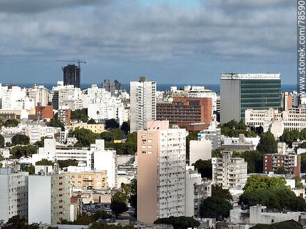 Aerial view of buildings in Montevideo. DGI, BPS, BHU - Department of Montevideo - URUGUAY. Photo #78590