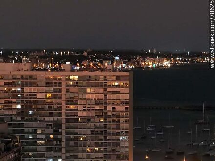 Aerial view of the Panamerican building with sky glow - Department of Montevideo - URUGUAY. Photo #78625