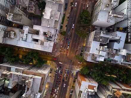 Aerial zenithal view of Bulevar España at nightfall - Department of Montevideo - URUGUAY. Photo #78665
