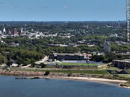 Aerial photo of the bay of Montevideo. Fénix club stadium - Department of Montevideo - URUGUAY. Photo #78733