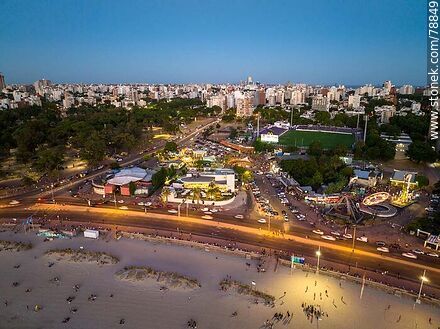 Aerial photo of Parque Rodó and Ramírez beach at sunset. - Department of Montevideo - URUGUAY. Photo #78849