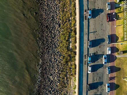 Aerial zenithal photo of the Rambla Mexico, rocks and river - Department of Montevideo - URUGUAY. Photo #78955