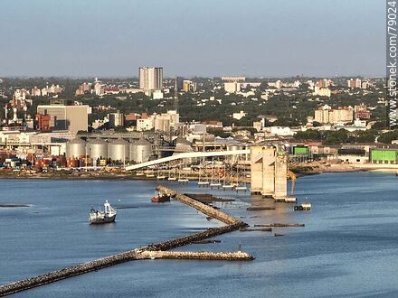Aerial view of the port, grain loading area - Department of Montevideo - URUGUAY. Photo #79024