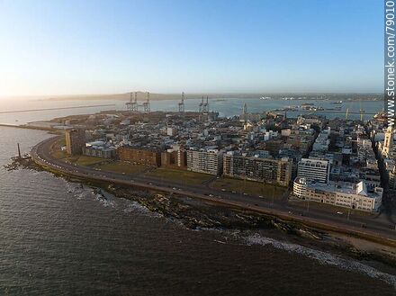 Aerial view of the Old City at sunset - Department of Montevideo - URUGUAY. Photo #79010