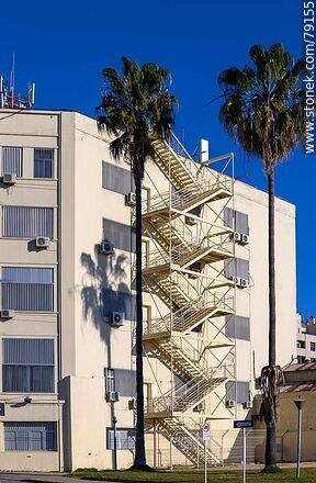 Fire stairs of the Ministry of Labor and Social Security building - Department of Montevideo - URUGUAY. Photo #79155