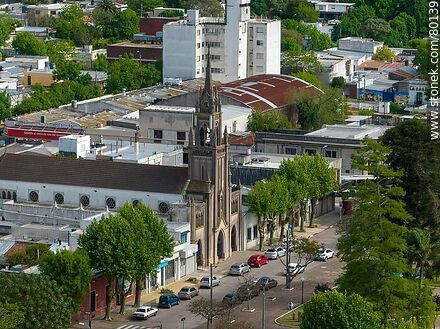 Aerial view of La Paz church - Department of Canelones - URUGUAY. Photo #80139