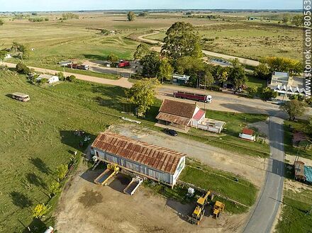 Aerial view of the old Palmitas train station - Soriano - URUGUAY. Photo #80563