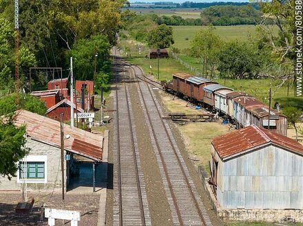 Aerial view of Queguay Train Station - Department of Paysandú - URUGUAY. Photo #80588