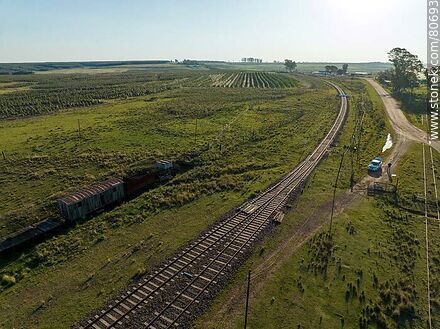 Aerial view of Tres Árboles train station - Department of Paysandú - URUGUAY. Photo #80693