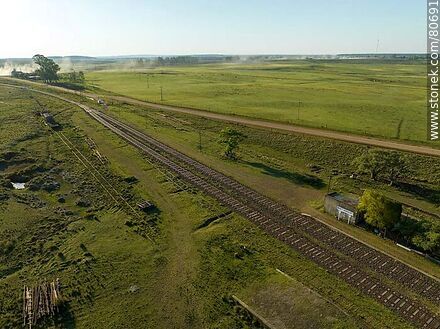 Aerial view of Tres Árboles train station - Department of Paysandú - URUGUAY. Photo #80691