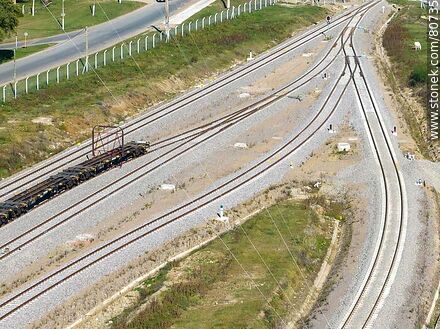 Aerial view of the Florida train station. Track forks. May 2023 - Department of Florida - URUGUAY. Photo #80735