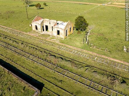 Aerial view of the remains of what used to be the Totoral de Paysandú station - Department of Paysandú - URUGUAY. Photo #80811