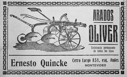 Ernesto Quincke's vintage Oliver plow ad, 1924 - Department of Montevideo - URUGUAY. Photo #81469