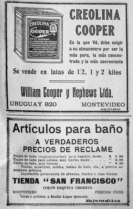 Aviso antiguo de Creolina Cooper y tienda San Francisco, 1924 - Departamento de Montevideo - URUGUAY. Foto No. 81466